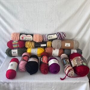 Yarn Lot Mixed Brands Colors Knitting Crochet Craft Supplies Red Heart  16 total